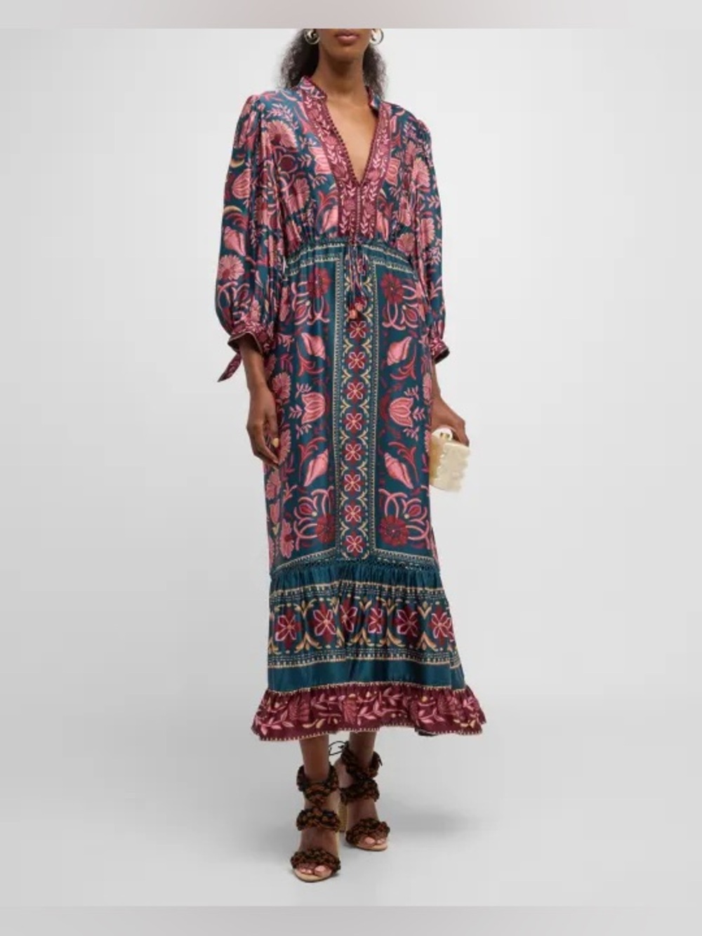 Farm Rio Seashell Tapestry Teal Maxi Small/Medium